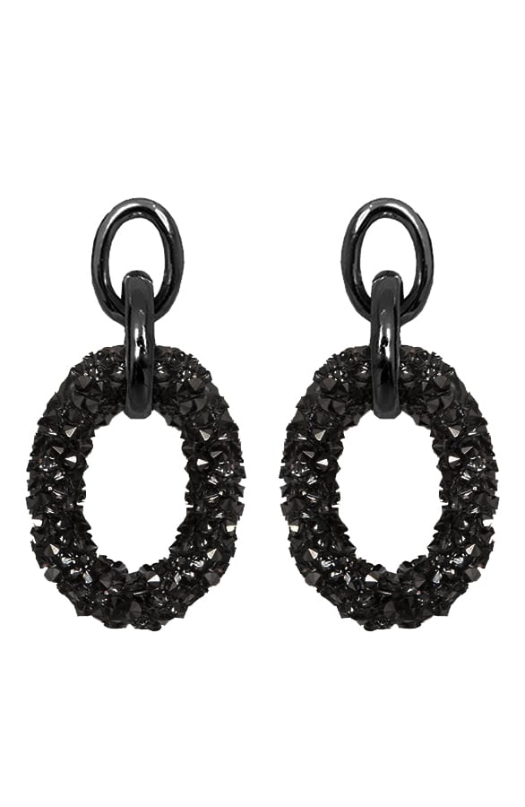 Oval Luxury Oorbellen Zwart Metal – shoparchief, foto 1
