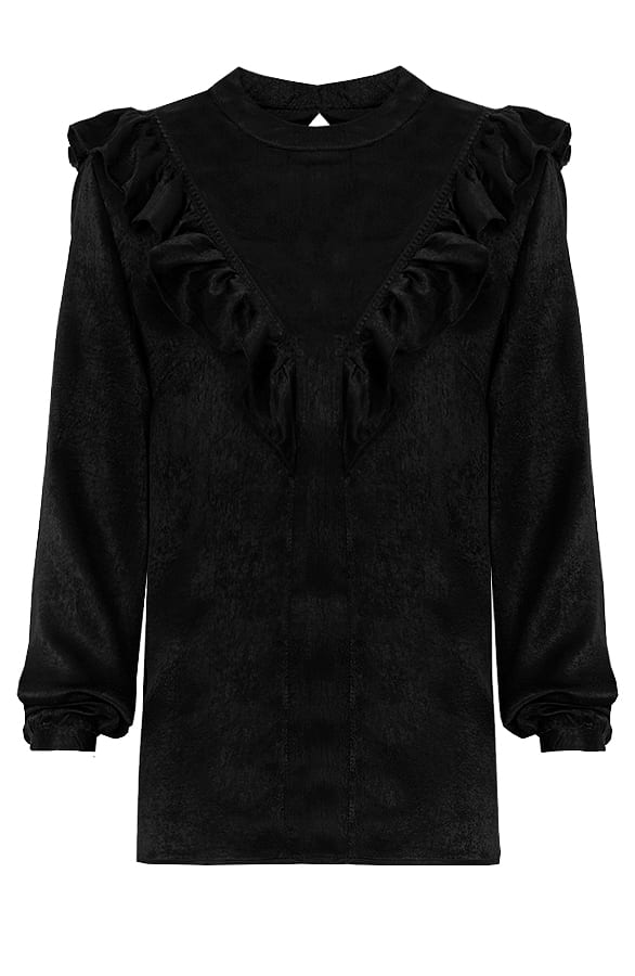 Velvet Blouse Zwart – shoparchief, foto 1