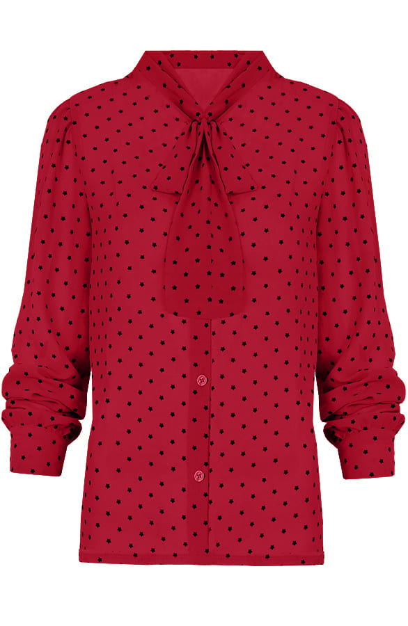 Sterrenprint Velours Blouse Rood – shoparchief, foto 1
