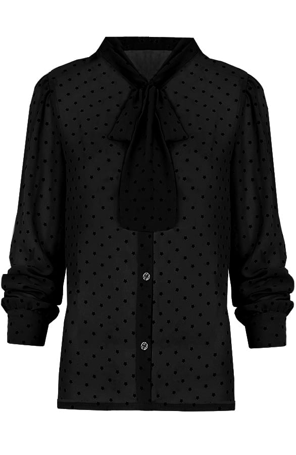 Sterrenprint Velours Blouse Zwart – shoparchief, foto 1