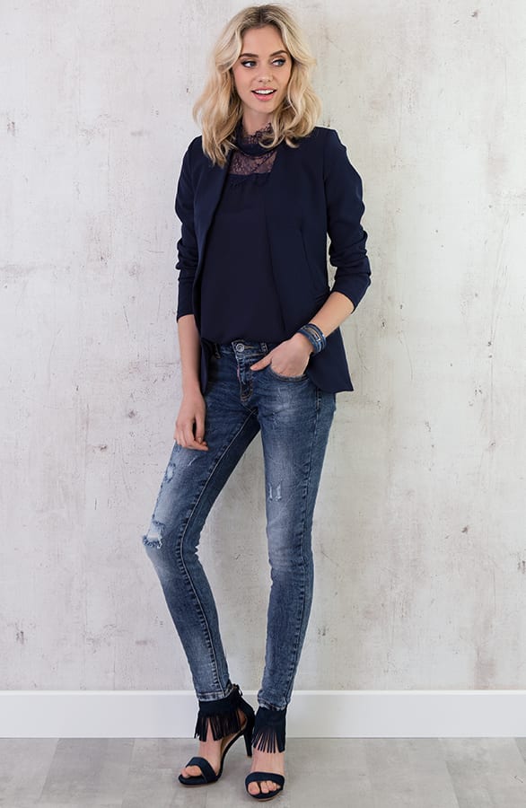 Luxe Kanten Top Marineblauw – shoparchief, foto 6