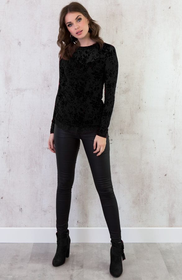 Velvet Bloemen Sleeve Zwart – shoparchief, foto 6