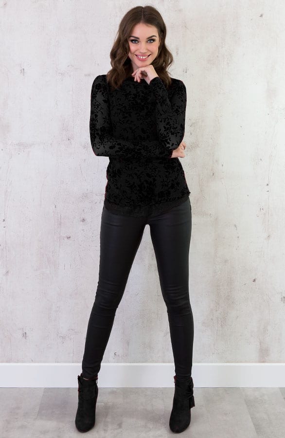 Velvet Bloemen Sleeve Zwart – shoparchief, foto 5