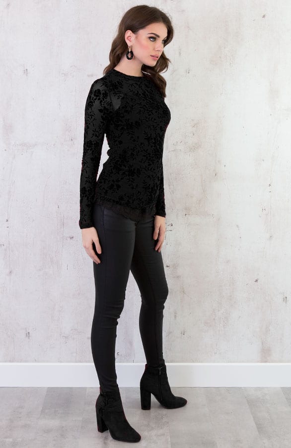 Velvet Bloemen Sleeve Zwart – shoparchief, foto 3