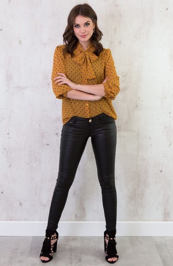 Sterrenprint Velours Blouse Oker – shoparchief, foto 3
