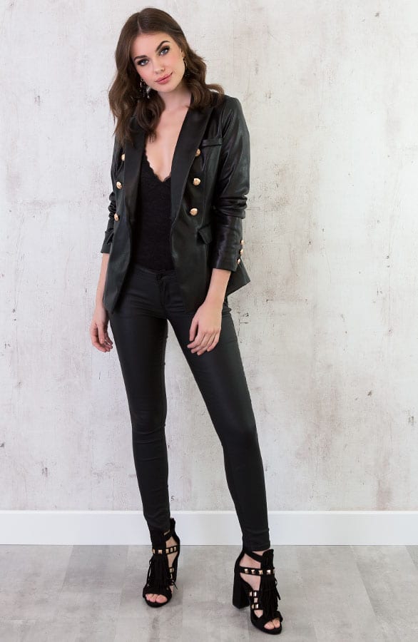Leren Blazer Limited Zwart – shoparchief, foto 3