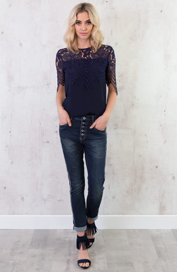 Kanten Zigzag Top Marine – shoparchief, foto 3
