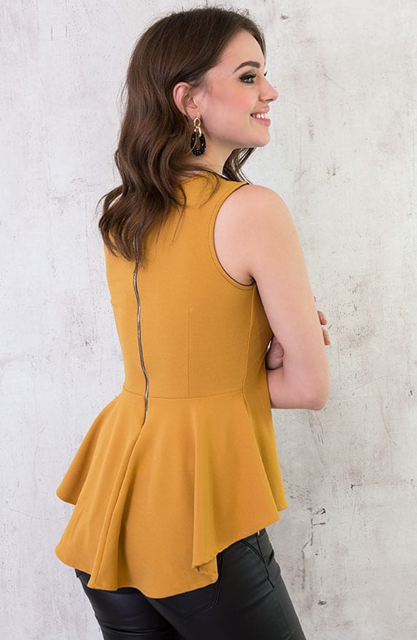 Polkadot Peplum Top Oker – shoparchief, foto 6