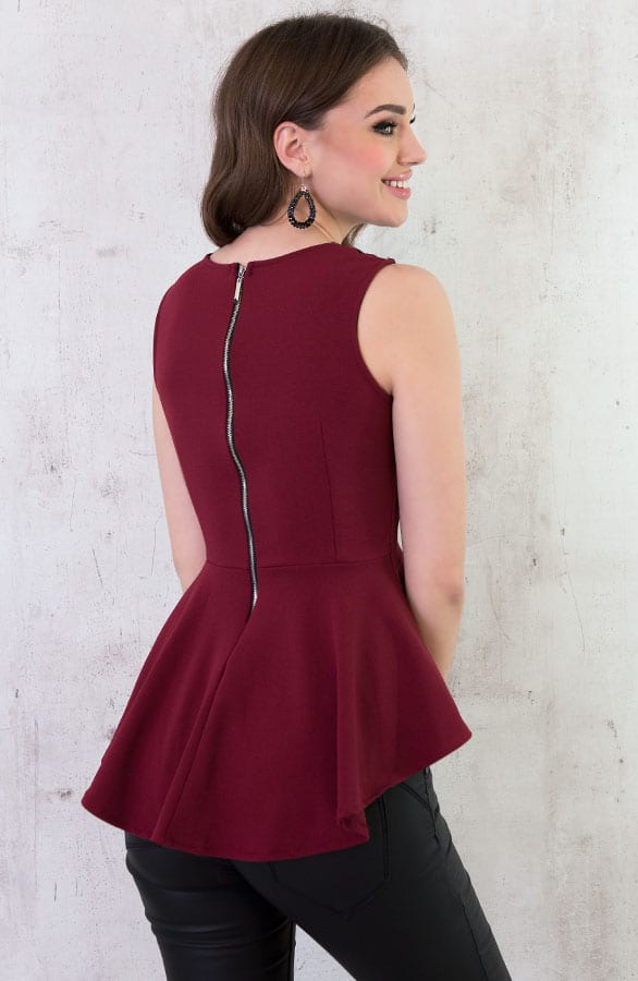 Polkadot Peplum Top Bordeaux – shoparchief, foto 7
