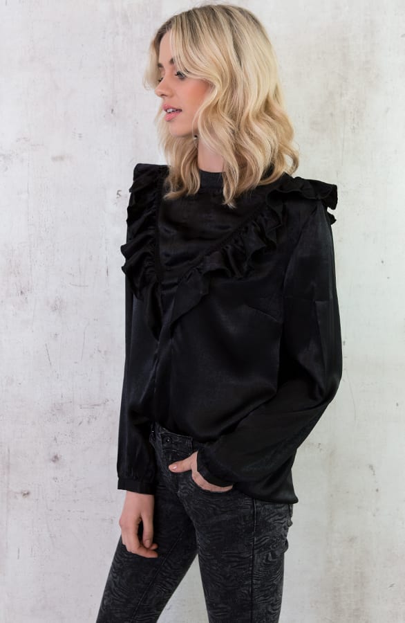Velvet Blouse Zwart – shoparchief, foto 4
