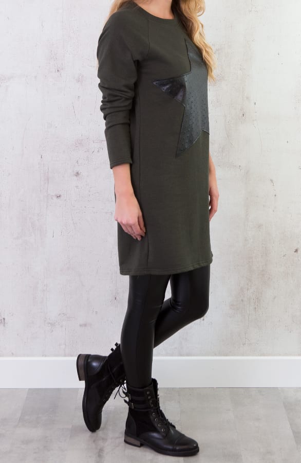 Leather Star Dress Green – shoparchief, foto 3