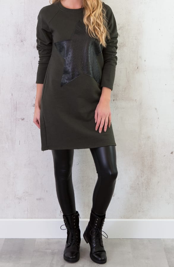 Leather Star Dress Green – shoparchief, foto 2