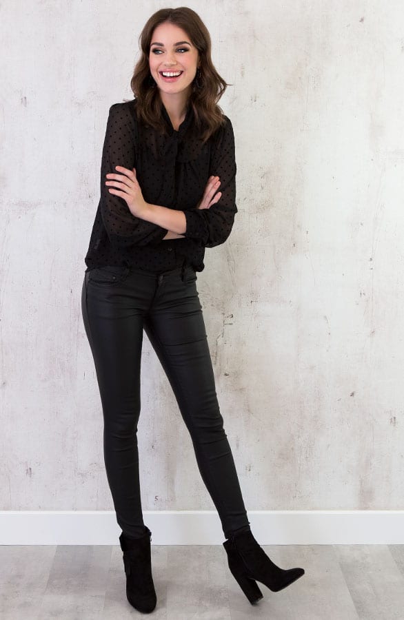 Sterrenprint Velours Blouse Zwart – shoparchief, foto 6