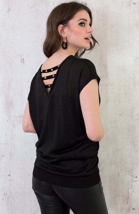Studs Glitter Top Zwart – shoparchief, foto 1
