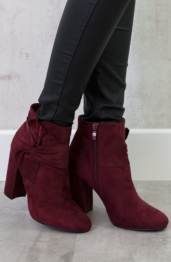 Suede Strik Boots Bordeaux – shoparchief, foto 6
