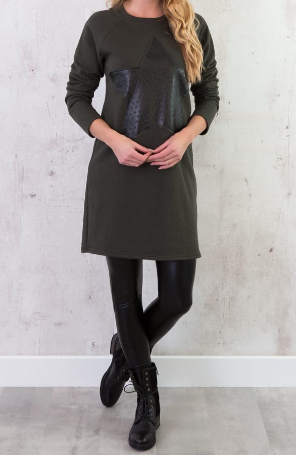 Leather Star Dress Green – shoparchief, foto 6