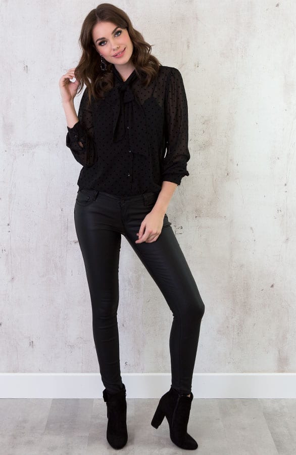 Sterrenprint Velours Blouse Zwart – shoparchief, foto 3