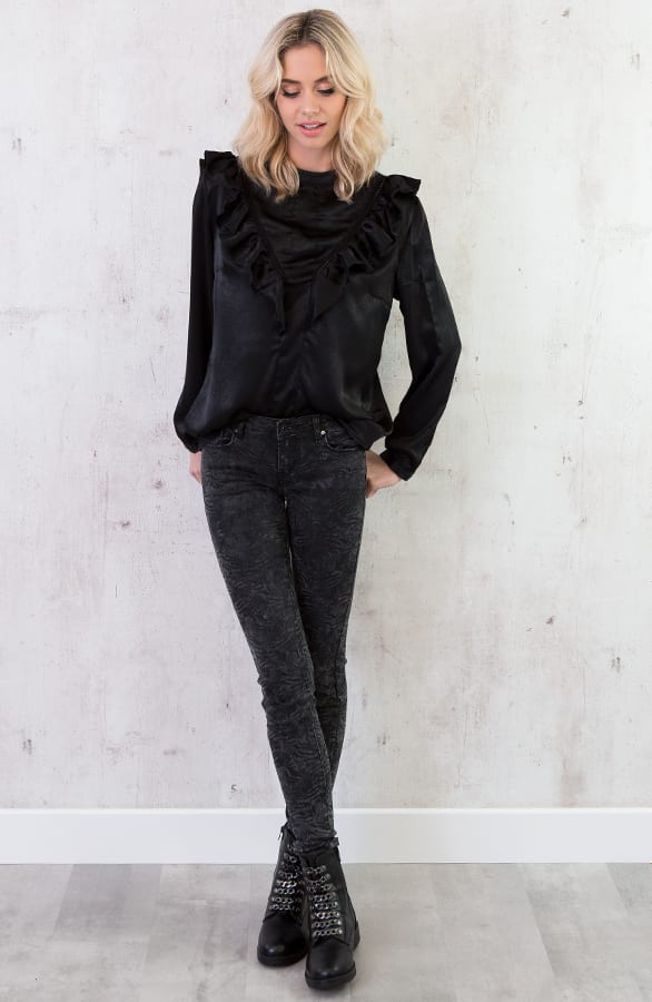 Velvet Blouse Zwart – shoparchief, foto 3