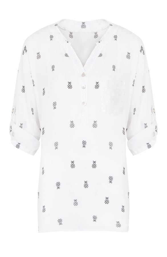 Ananas Pailletten Blouse Wit – shoparchief, foto 1