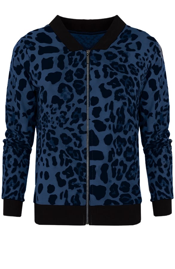 Leopard Bomber Jacket Blauw – shoparchief, foto 1
