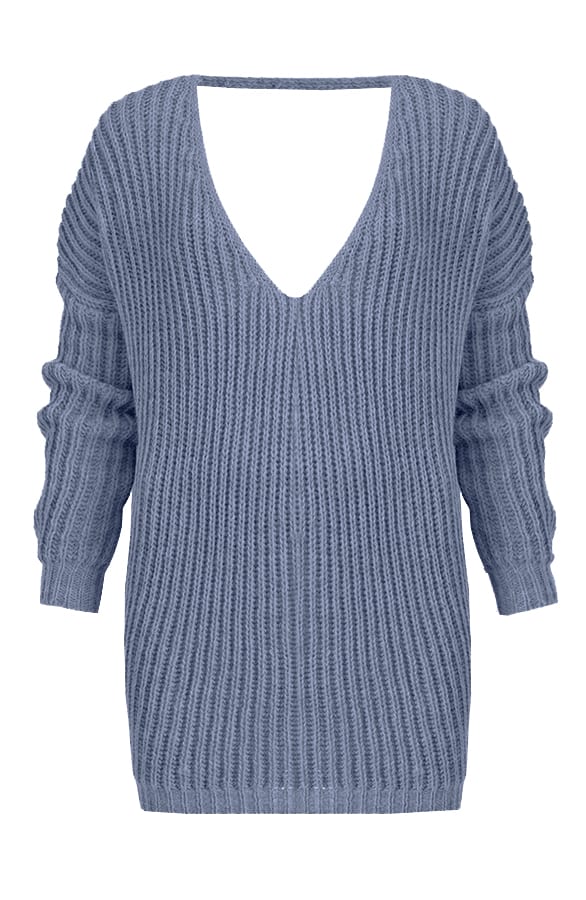 Low Back Sweater Jeans Blauw – shoparchief, foto 1