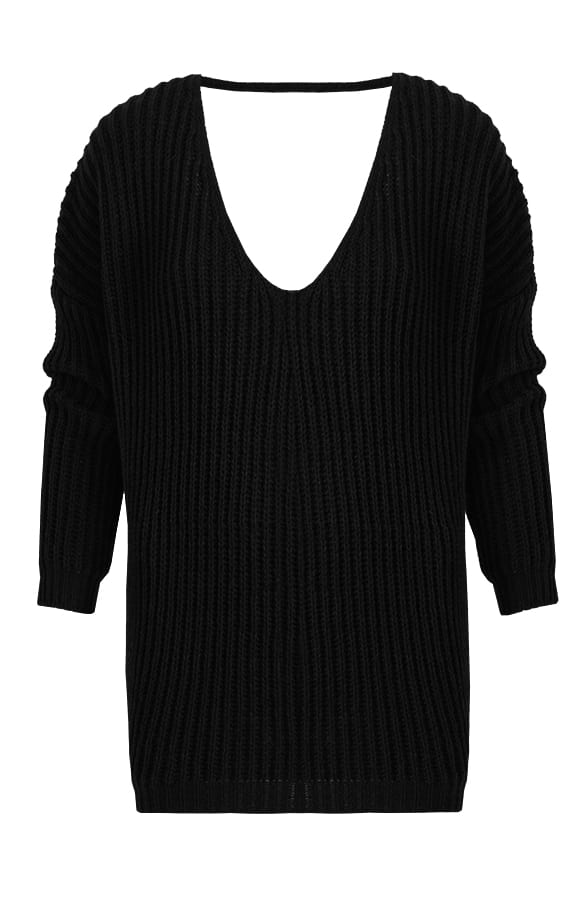 Low Back Sweater Zwart – shoparchief, foto 1