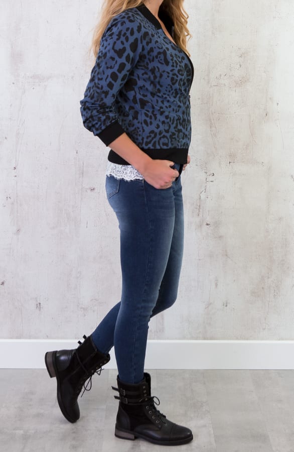 Leopard Bomber Jacket Blauw – shoparchief, foto 4