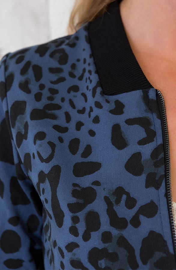Leopard Bomber Jacket Blauw – shoparchief, foto 5