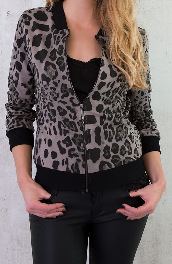 Leopard Bomber Jacket Taupe – shoparchief, foto 2