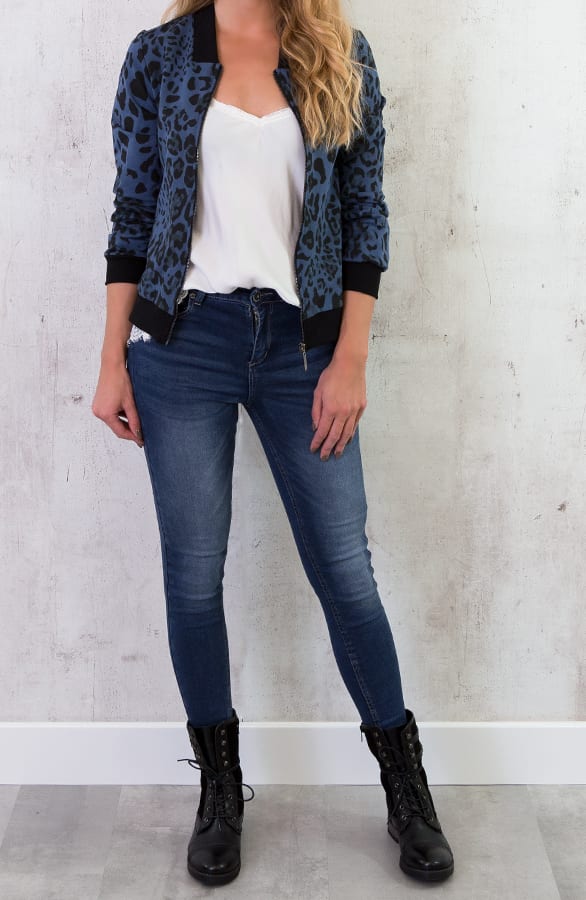 Leopard Bomber Jacket Blauw – shoparchief, foto 6