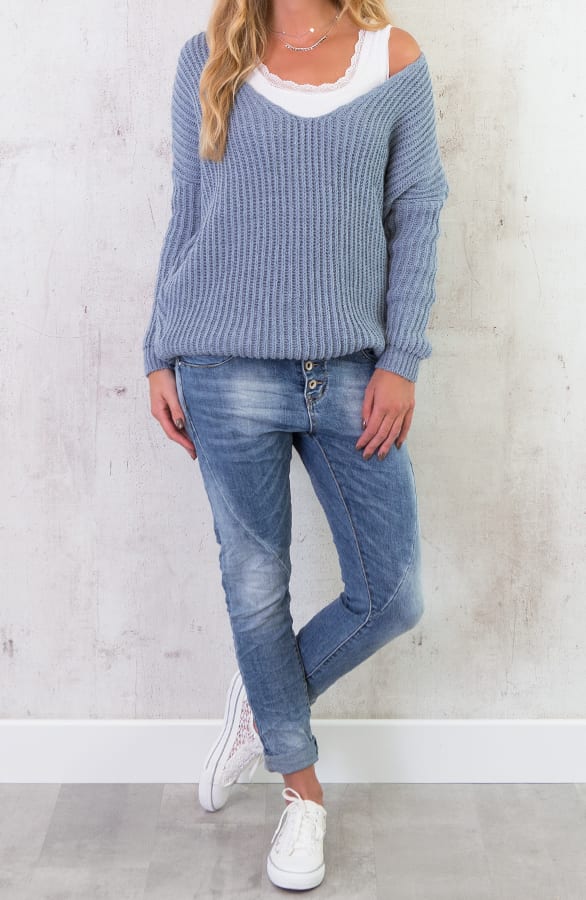 Low Back Sweater Jeans Blauw – shoparchief, foto 5