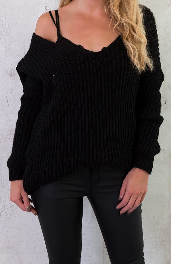 Low Back Sweater Zwart – shoparchief, foto 2