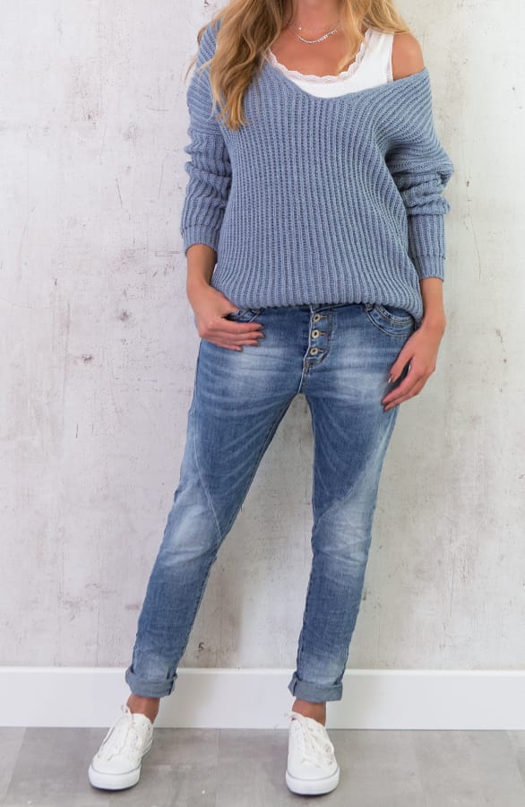 Low Back Sweater Jeans Blauw – shoparchief, foto 2