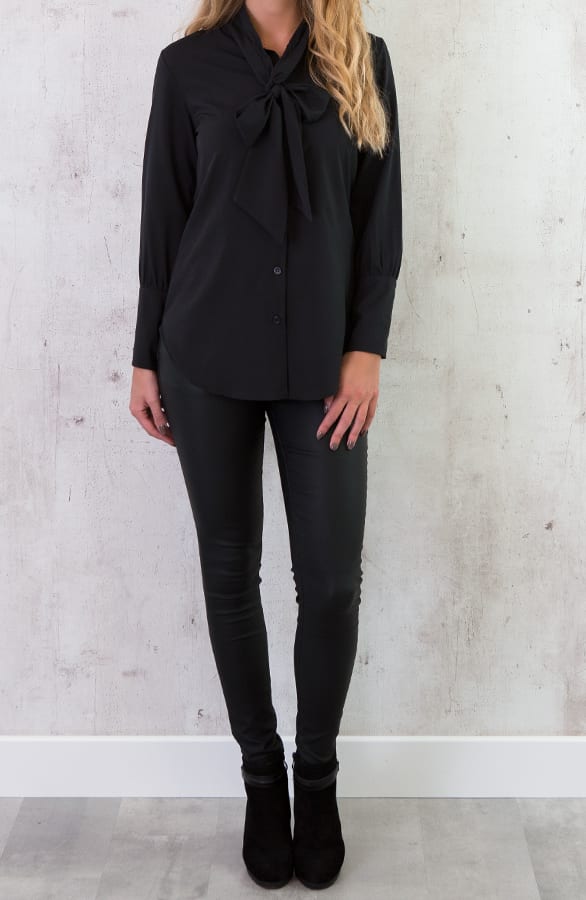 Zijde Strik Blouse Zwart – shoparchief, foto 3