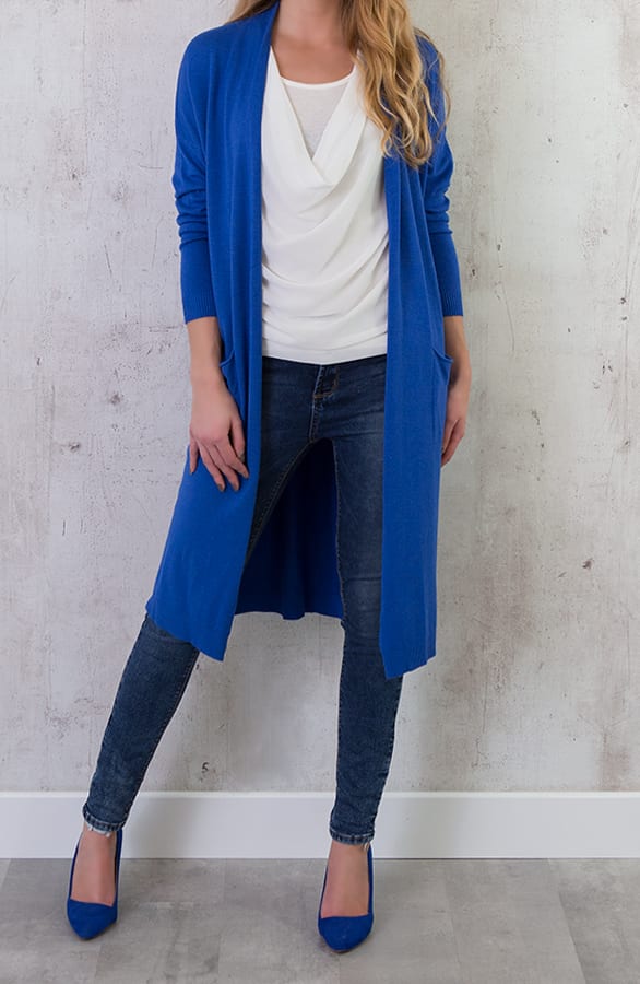 Long Jersey Cardigan Kobalt – shoparchief, foto 2