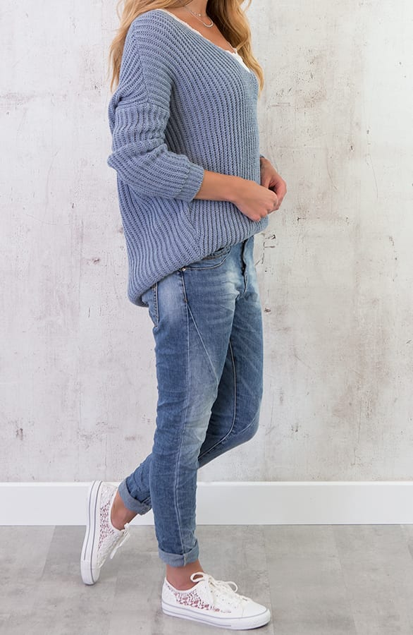 Low Back Sweater Jeans Blauw – shoparchief, foto 6