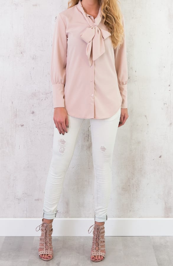 Zijde Strik Blouse Roze – shoparchief, foto 6