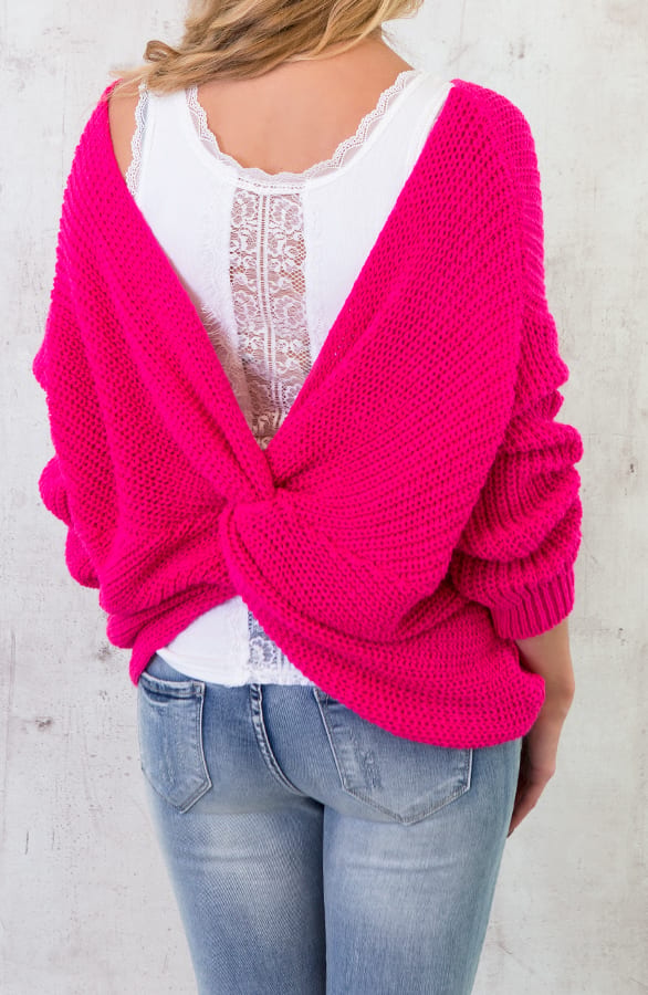 Twisted Gebreide Trui Fuchsia – shoparchief, foto 3