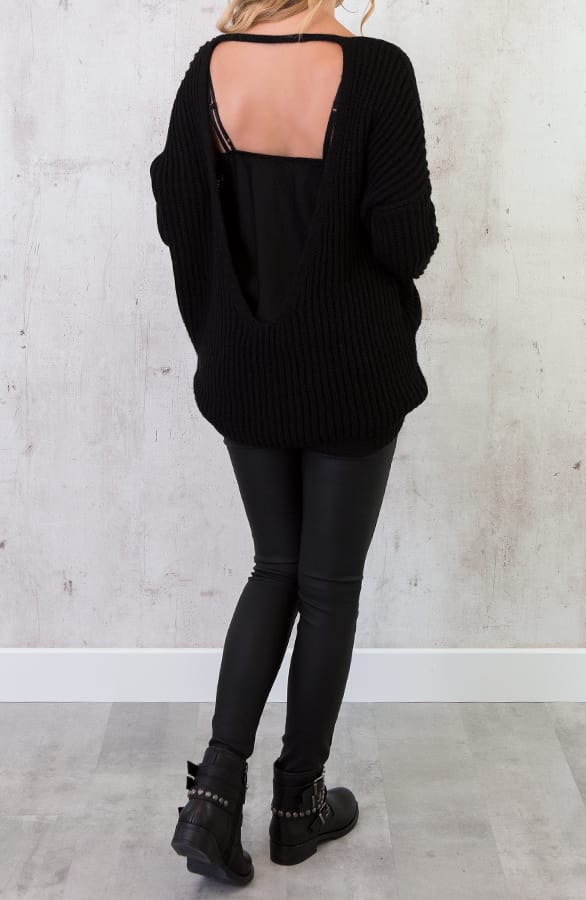 Low Back Sweater Zwart – shoparchief, foto 3