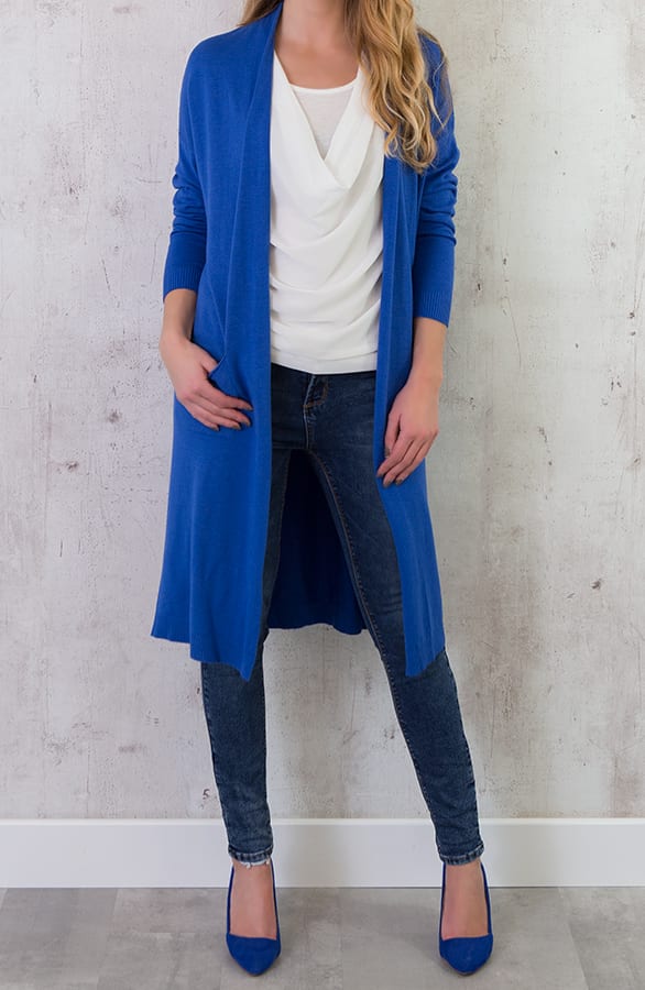 Long Jersey Cardigan Kobalt – shoparchief, foto 6