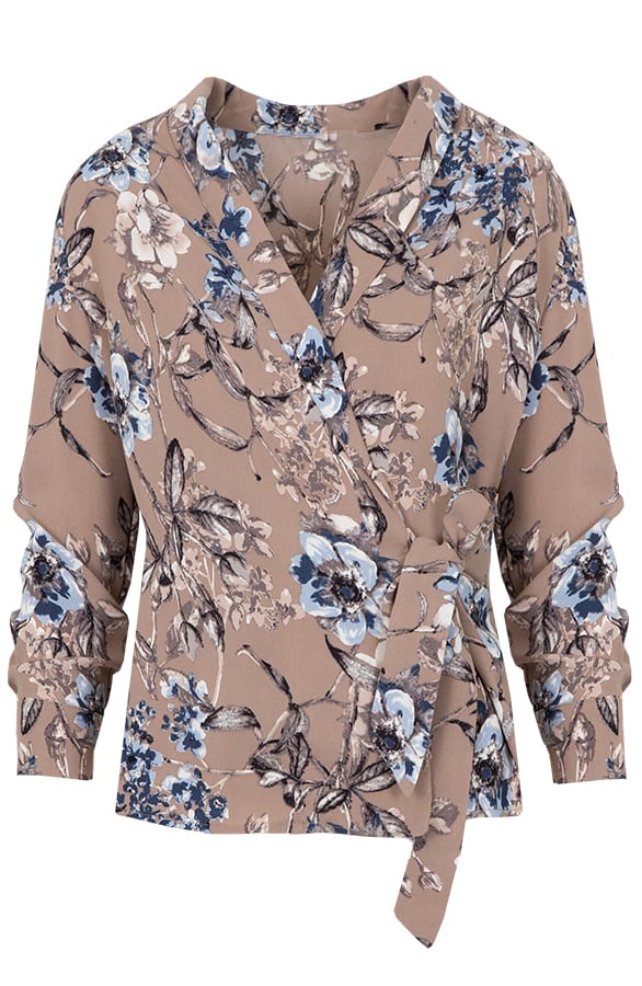 Bloemen Overslag Blouse Taupe – shoparchief, foto 1