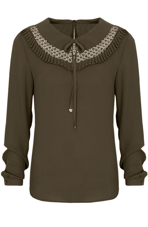 Collar Ruches Blouse Groen – shoparchief, foto 1