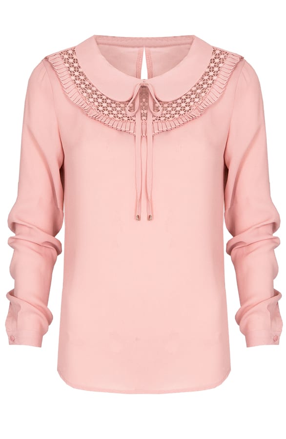 Collar Ruches Blouse Roze – shoparchief, foto 1