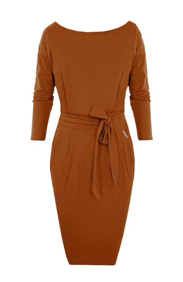 Femme Fatale Jurk Lang Cognac – shoparchief, foto 1