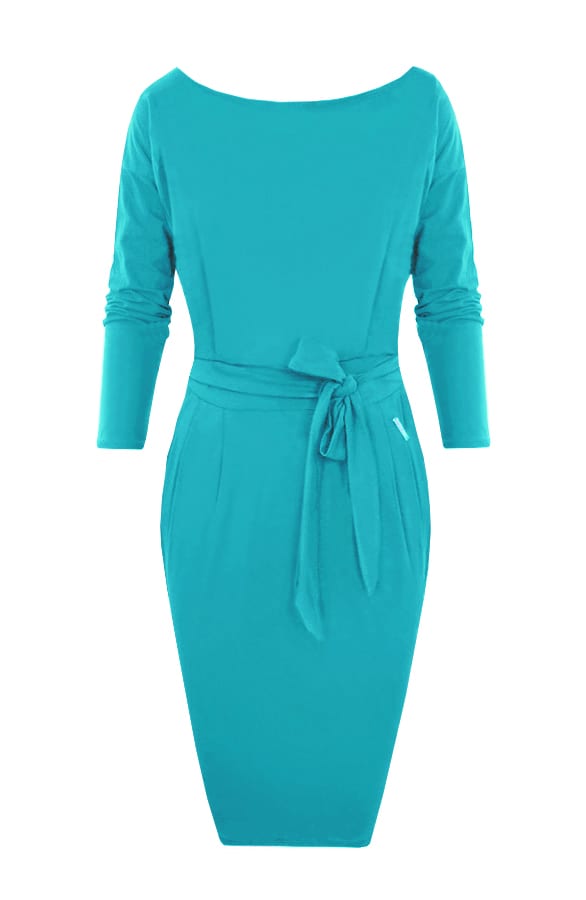 Femme Fatale Jurk Lang Turquoise – shoparchief, foto 1