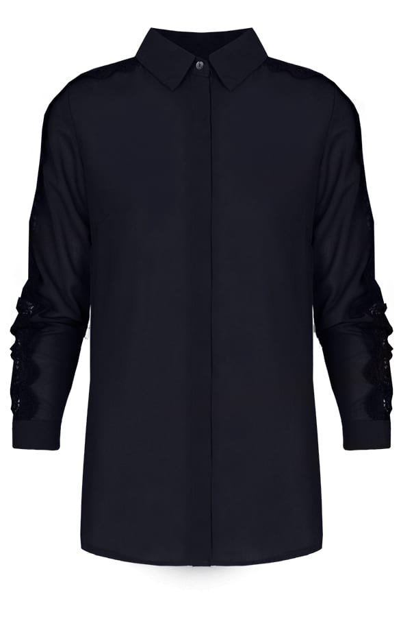Kanten Blouse Deluxe Marine – shoparchief, foto 1