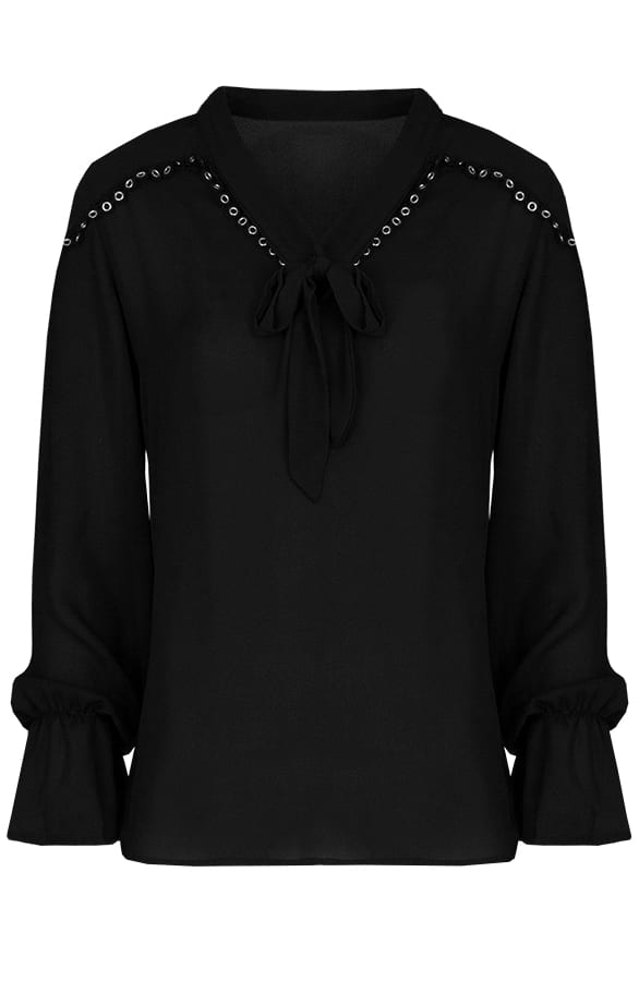 Metal Circle Blouse Zwart – shoparchief, foto 1