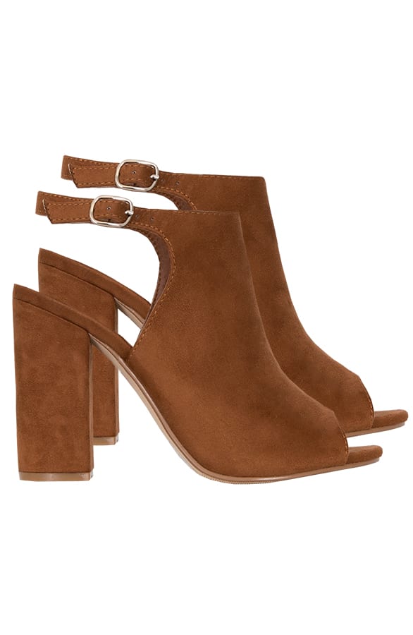 Suede Open Sandalen Cognac – shoparchief, foto 1