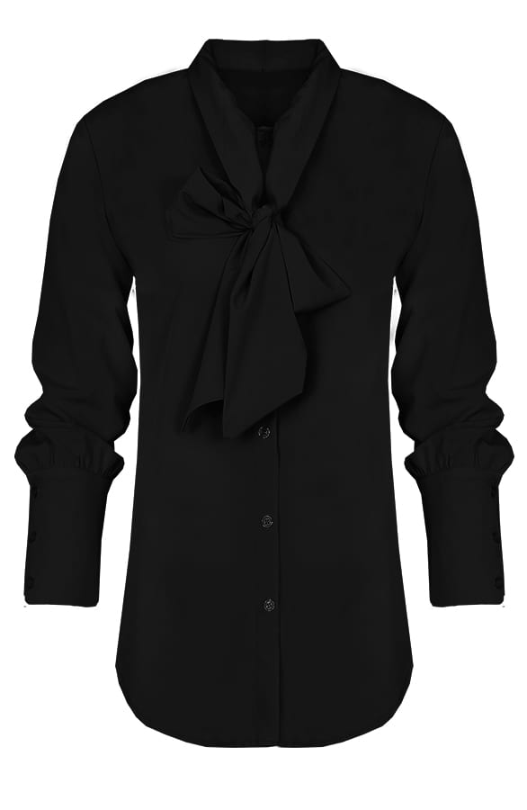 Zijde Strik Blouse Zwart – shoparchief, foto 1