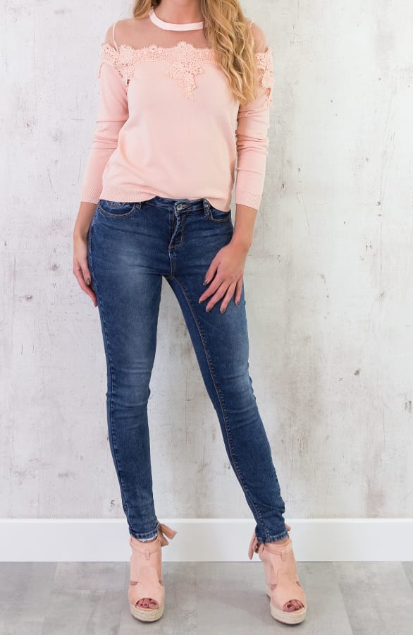 Kanten Mesh Trui Roze – shoparchief, foto 7